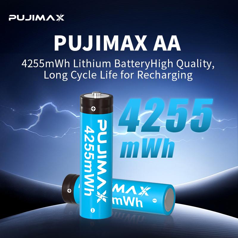 PUJIMAX 1.5V AA Li-ion Batteries, 4255mWh, Rechargeable, 8 Pack