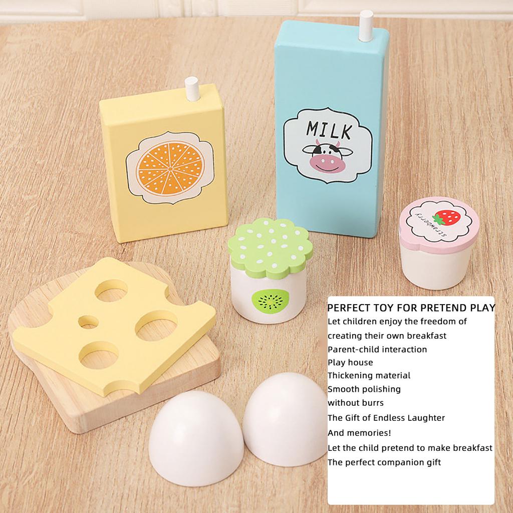 Деревянная игрушка для завтрака, имитация американского молочного завтрака, комбинированная кухонная игрушка, новая и веселая ролевая игра