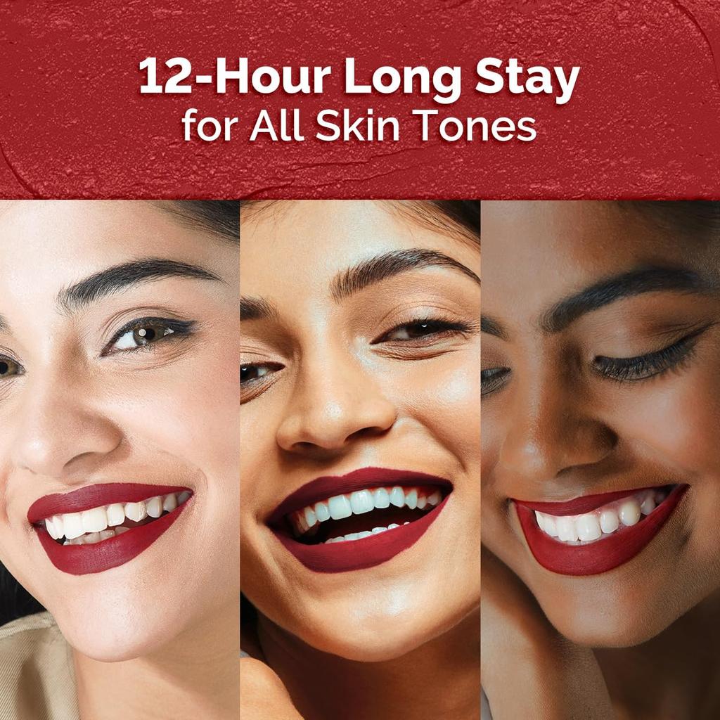 Mamaearth Moisture Matte Longstay Lipstick Avocado Oil Vitamin E 12H Stay Cherry Punch Shade 11 2 g Lip Color Makeup