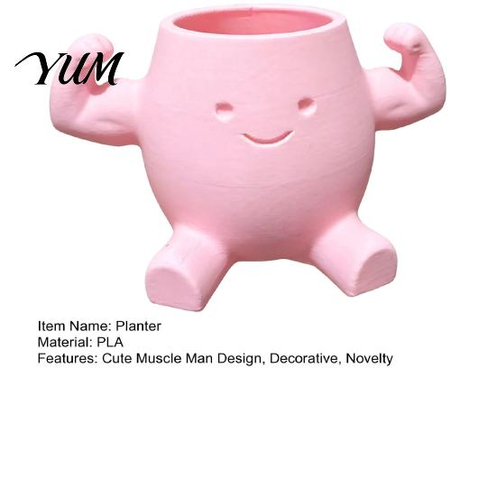 Modern Desk Decor Cute Muscular Man Planter, 3D Printed Smile Face Plant Novelty Gift for Lovers Pot, Decorative Funny Container Succulents