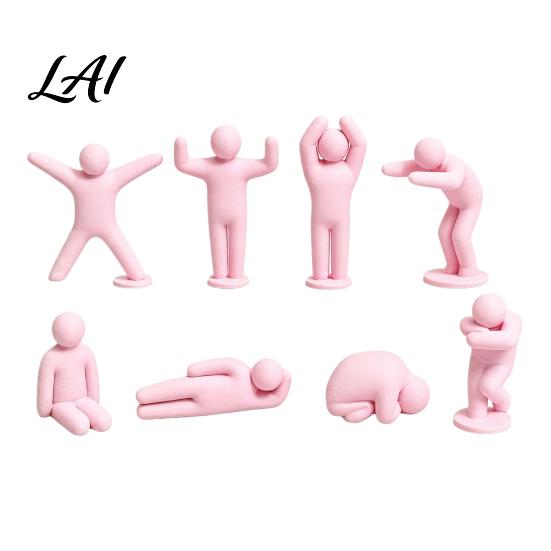 Anthropomorphic Art Pieces 8Pcs Mini Sports Figurines Minimalist Abstract Human Statues with Multi-Poses Modern Office Decor Stress Relief Desk for