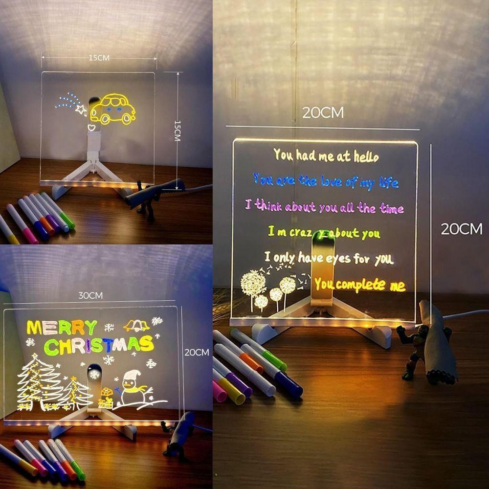 Dry Erase Board Acrylic Message Note Board LED Bedroom Night Lamp Gifts Note Board with Colors