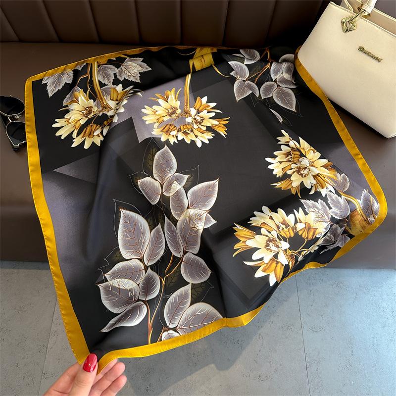 Новый принт 70*70 см шелковый квадратный шарф женский шейный платок женская повязка на голову фуляр сумка лента повязка на голову женский хиджаб бандана шарфы