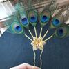 Gem Zinc Zinc Alloy Hair Accessories Hairstyle Design Tool Peacock Feather Hairpin Ethnic Dance Hair Stick
