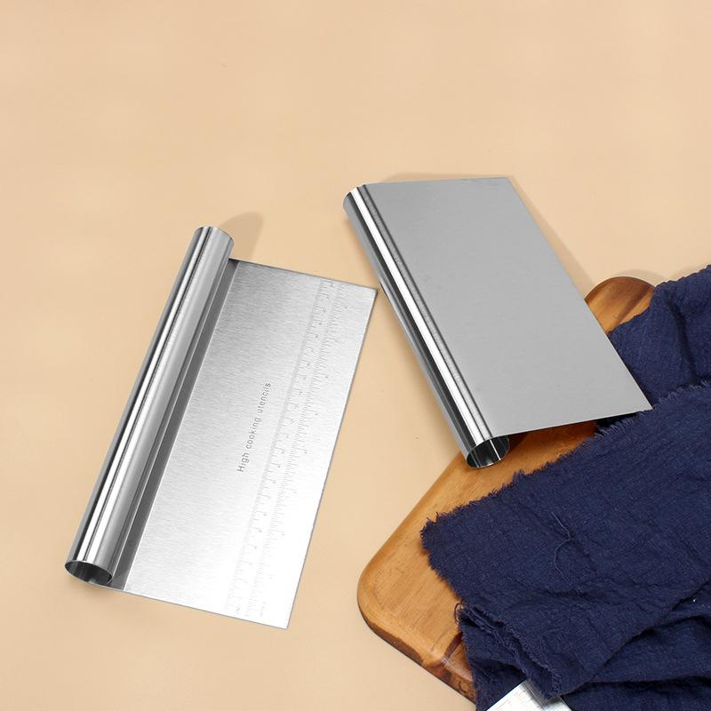 Stainless Steel Flour Cutter With Scale, Dough Cutter, Baking Scraper 15 20 22Cm, Roll Handle Rice Noodle Scraper