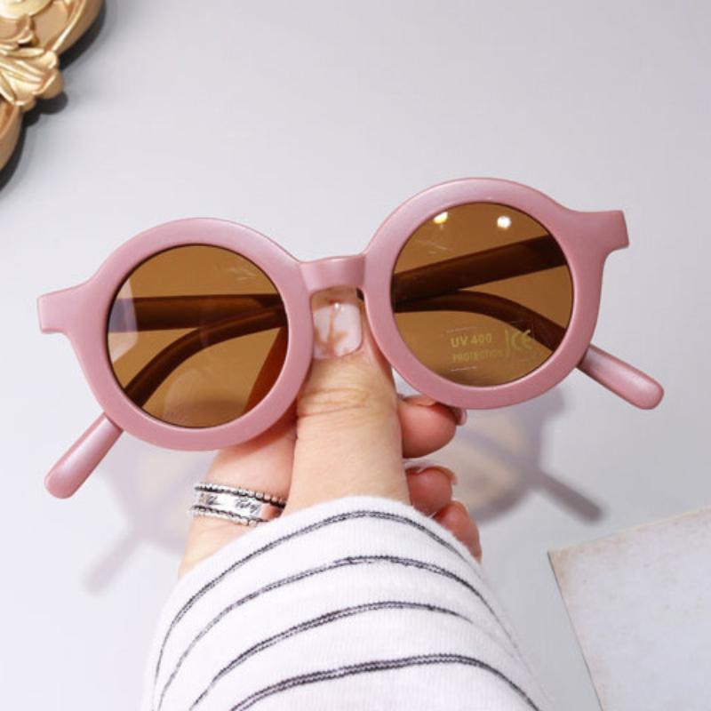 Children 'S Classic Sunglasses Infant 'S Retro Solid Color Ultraviolet -Proof Round Convenience Glasses Eyeglass For Kids