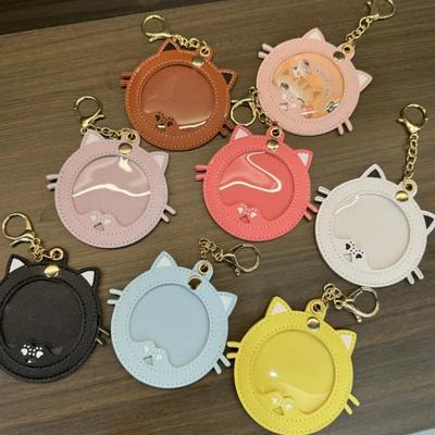 Сумка для хранения карт Kawaii Cat из искусственной кожи высокого качества для круглого значка, аниме-персонажа, идола, фотосувенира, подвески