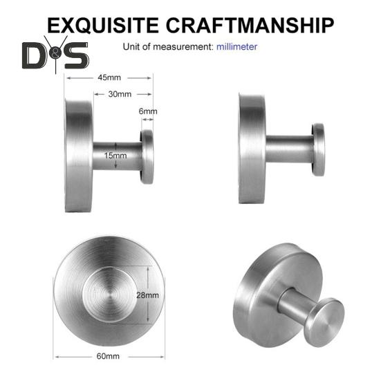 4 шт. настенных крючков, нержавеющих, устойчивых к коррозии, легко устанавливаемых, из нержавеющей стали, водонепроницаемых, с присоской, не требующей сверления, крючков для халатов и пальто