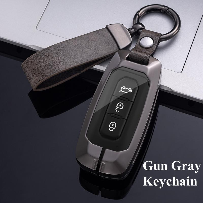 3 Buttons Metal Car Smart Key Cover Case Bag Fob Shell Holder for Ford Territory EV Key Protector Keychain Accessories