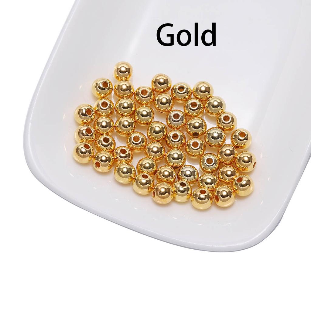 Круглые шарики-разделители CCB для изготовления украшений своими руками - Золотой, Серебряный, Розовое золото, Бронзовый, Черный - 3-12 мм, 30-400 штук
