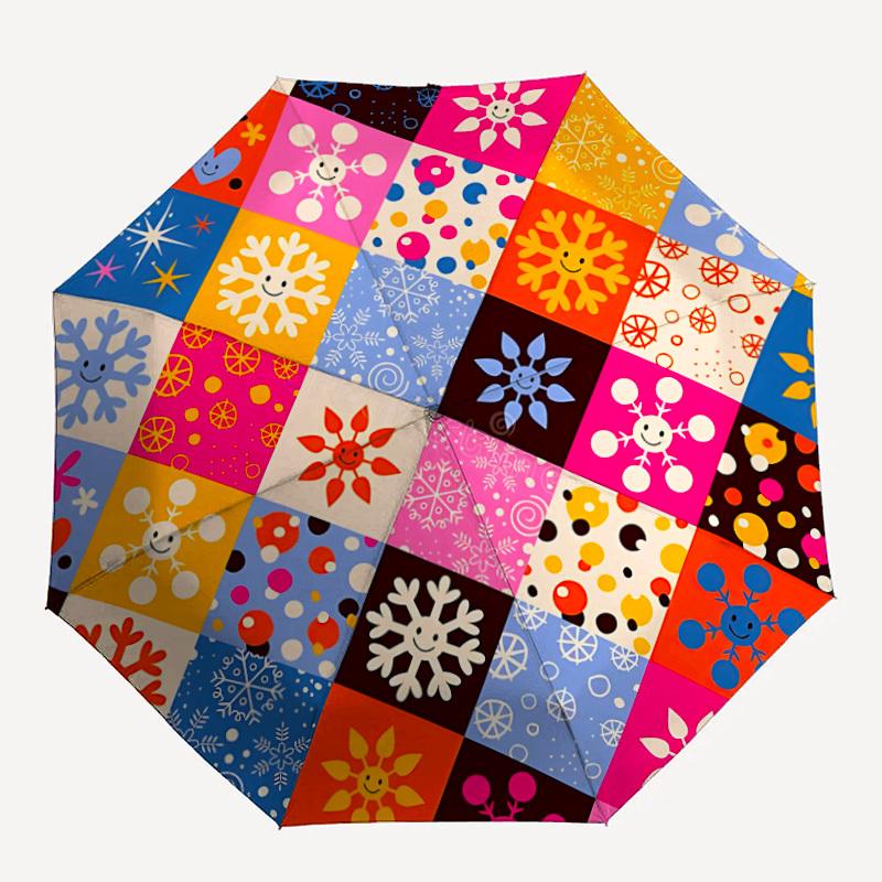 1pc Snowflake Patterns Automatic Umbrella - 8-Rib Durable Frame, Portable Fashion Accessory & Holiday Gift yy251117171