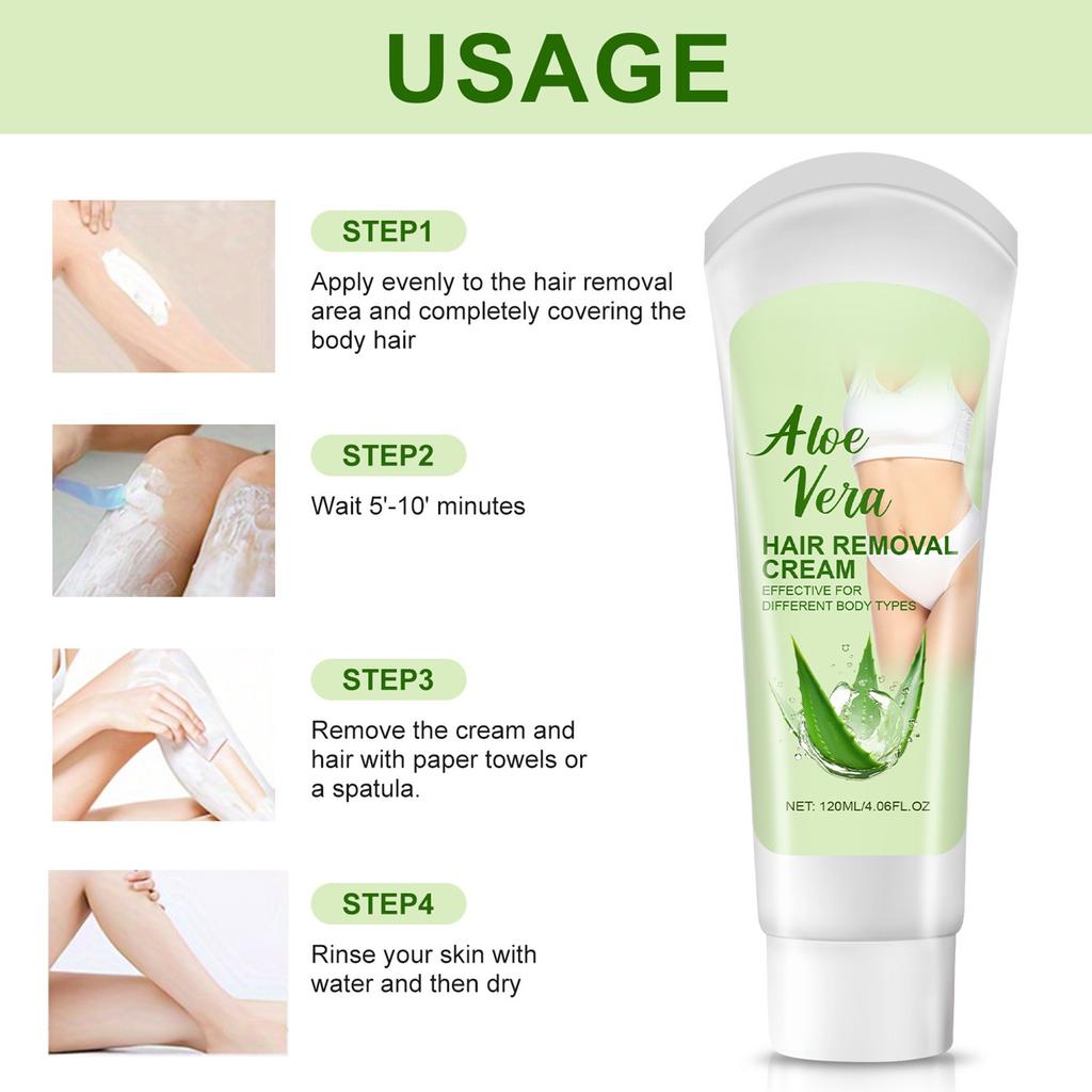 Набор для удаления волос с алоэ, удаление волос на лице для женщин, депиляция для удаления волос на теле, бальзам для удаления волос на лице, руках, ногах и зоне бикини 120 мл