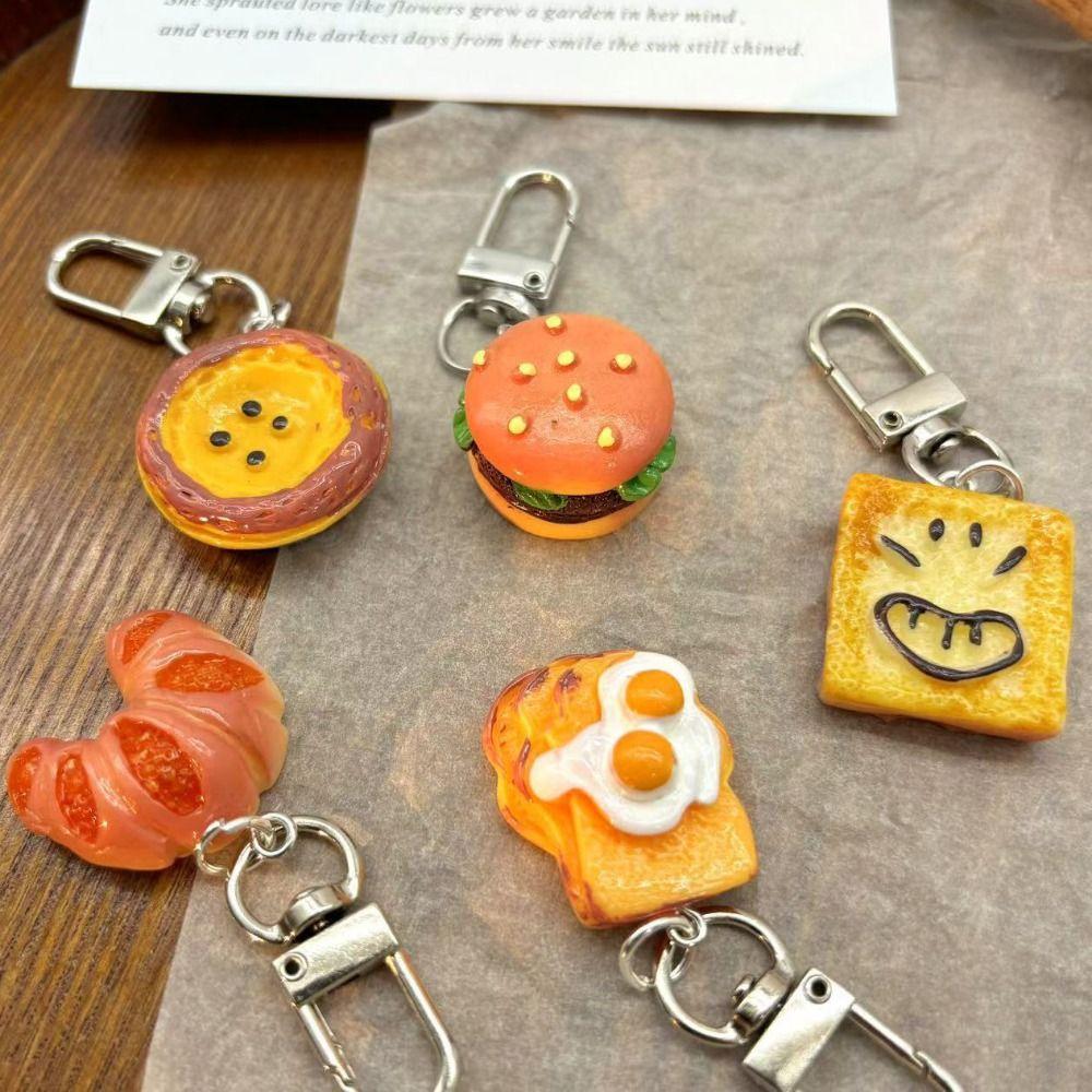 Car Keychains Simulation Food Keychain Toast Burger Keychain Funny Food Series Pendant Men