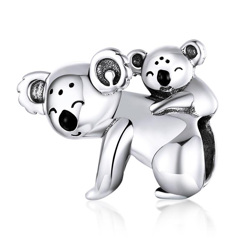 WOSTU 925 Sterling Silver Lovely Sloth Koala Beads Rabbit Cat Animal Charms Fit Original Bracelet DIY Necklace Jewelry Making