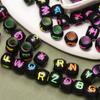 40 шт. 8*9 мм Цилиндрические акриловые бусины с буквами алфавита с большим отверстием для изготовления украшений, DIY браслетов, ожерелий, шармов, ювелирные аксессуары