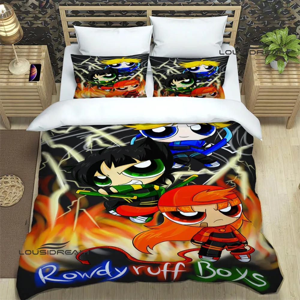 3D Мультяшные комплекты постельного белья P-Powerpuff-Girls изысканный набор постельных принадлежностей пододеяльник набор одеяло комплект постельного белья роскошный подарок на день рождения
