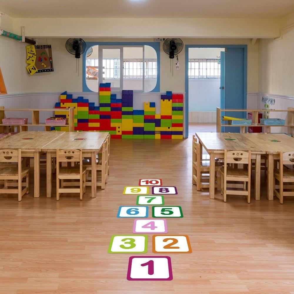 Multicolor Hopscotch Floor Stickers Parent-child Number Grid Sticker  Nursery Decals