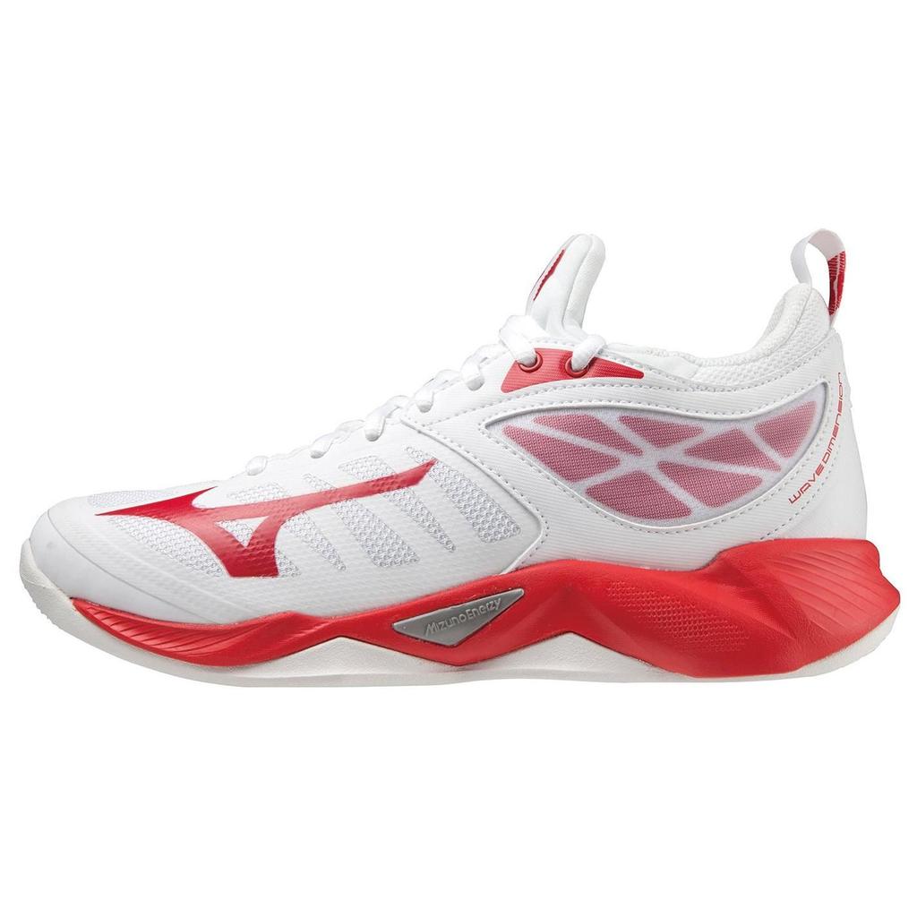 Mizuno Wave Dimension Non-Slip Durable Low-Top Volleyball Shoes Unisex Shoes White Red V1GC224067