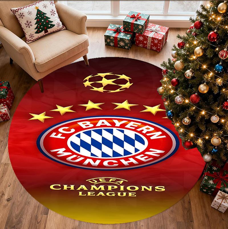 FC Bayern Pattern Round Rug, Indoor/Outdoor Mat, for Picnic, Gameroom, Bedroom, Office, Living Room, Home Decor Carpet, Birthday Gift