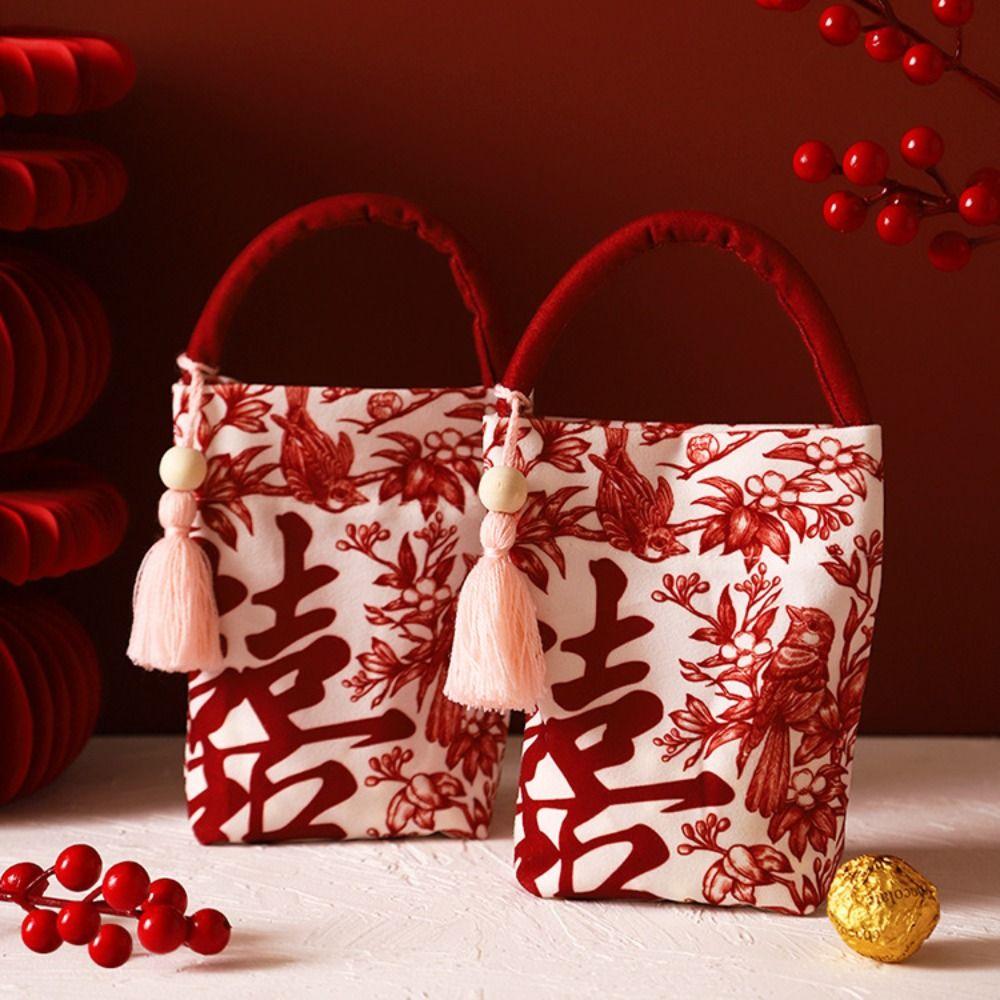 Flower Wrist Hand Bag Butterfly Orchid Flower Pendant Wedding Candy Bag Festive Sugar Bag  Wedding