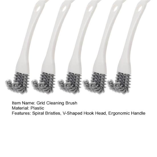 5 шт. Щетка для чистки решетки Спиральная щетина из ПП V-образная крючковая головка Щетка для чистки на 360 градусов Эргономичная ручка Два в одном Средство для удаления грязи с гриля
