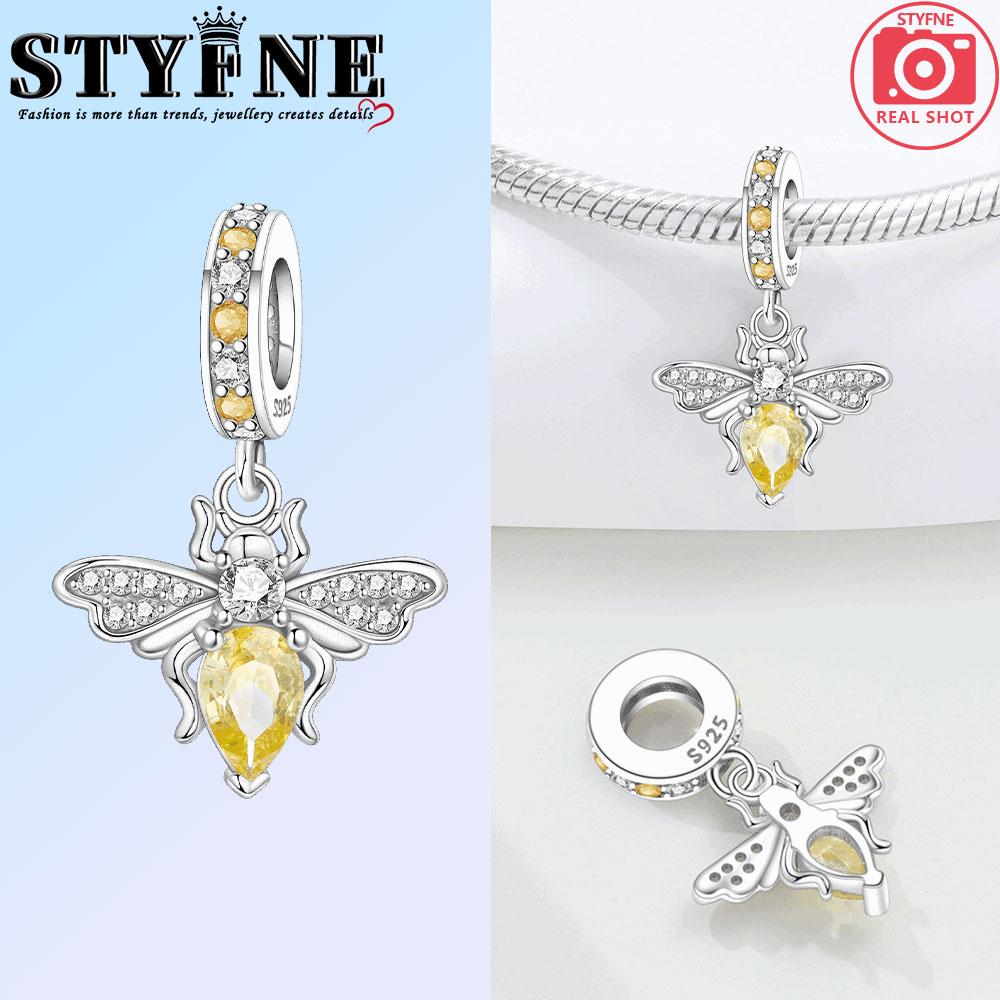 Медные Шармы-Подвески Пчела Синий Орхидея Ирис с Белым Цирконом для Оригинального Браслета Женские Украшения для Девочек