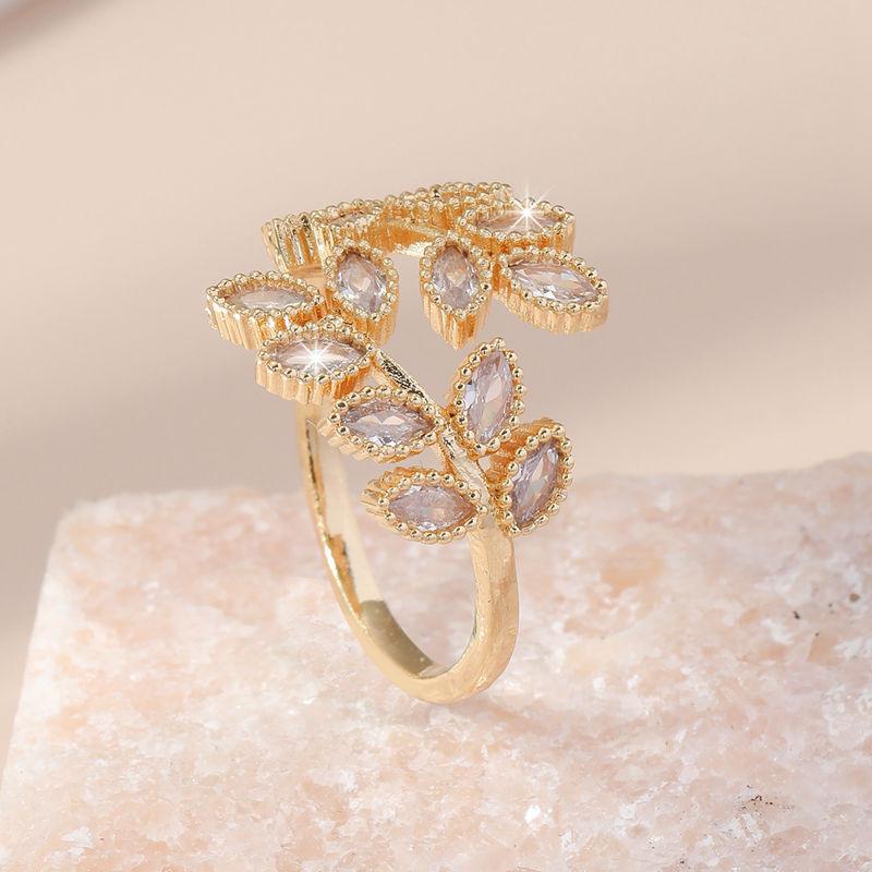GemChic женское кольцо Изысканное простое регулируемое кольцо с открывающимся листом модное милое кольцо на палец на день рождения, Рождество, ювелирное изделие, подарок