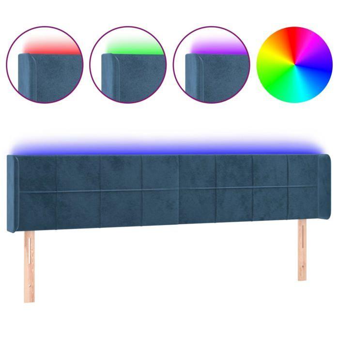 VidaXL LED Headboard Bedroom Furniture Double Bed Accessory Head of Bed Frame Interior Dark Blue 3123306