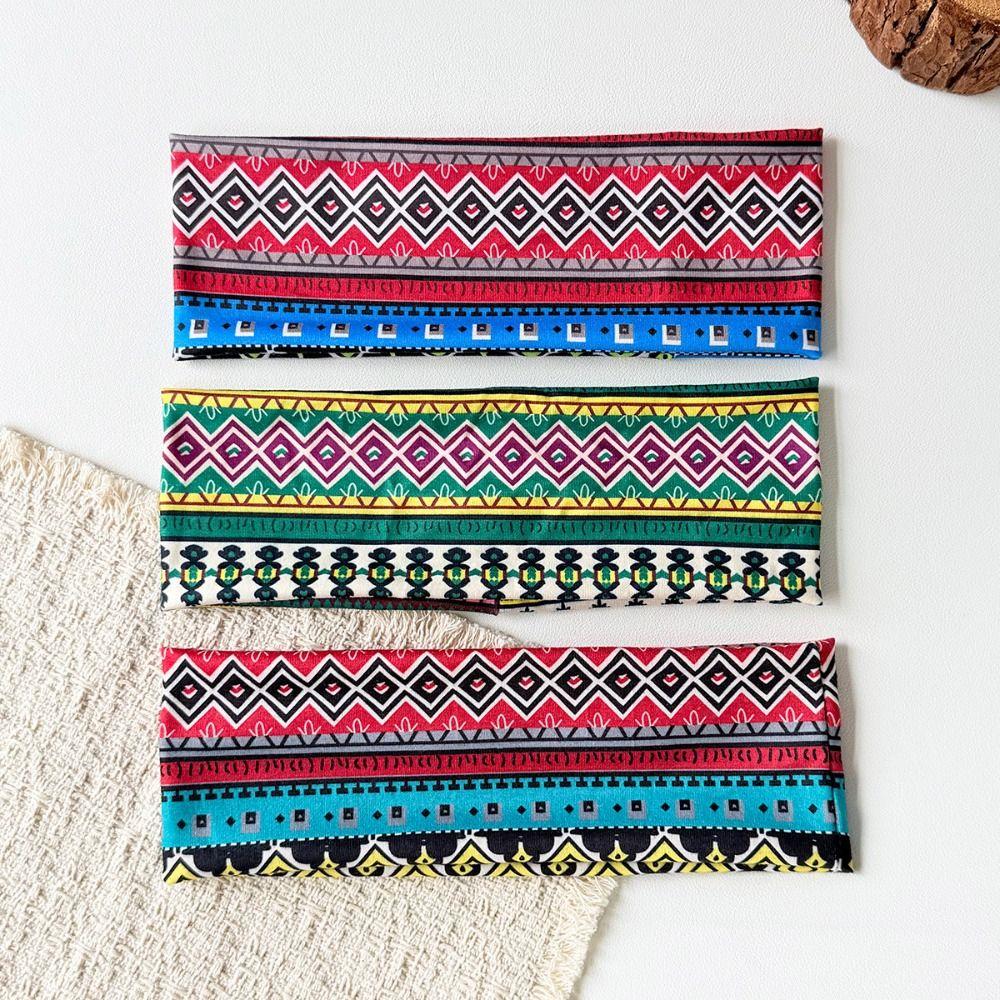Durable Ethnic Print Yoga Headband Sweat-absorbent Elastic Makeup Headband Soft Hair Accessories Sport Hairband Daily Use