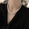 8MM French Vintage Clavicle Chain Pearl Necklace Glass Imitation Pearl Clavicle Chain Choker for Women
