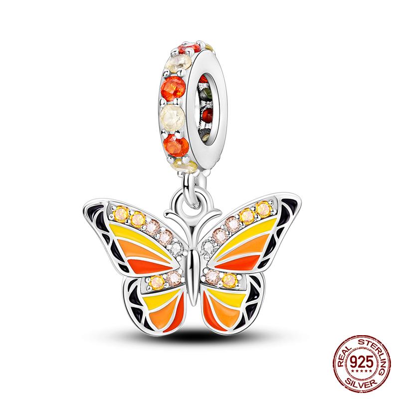 100% 925 Silver Exquisite Cubic Zircon Butterfly Bee Ladybug Charms Bead Fit Qikaola Original Bracelet Fine DIY Jewelry