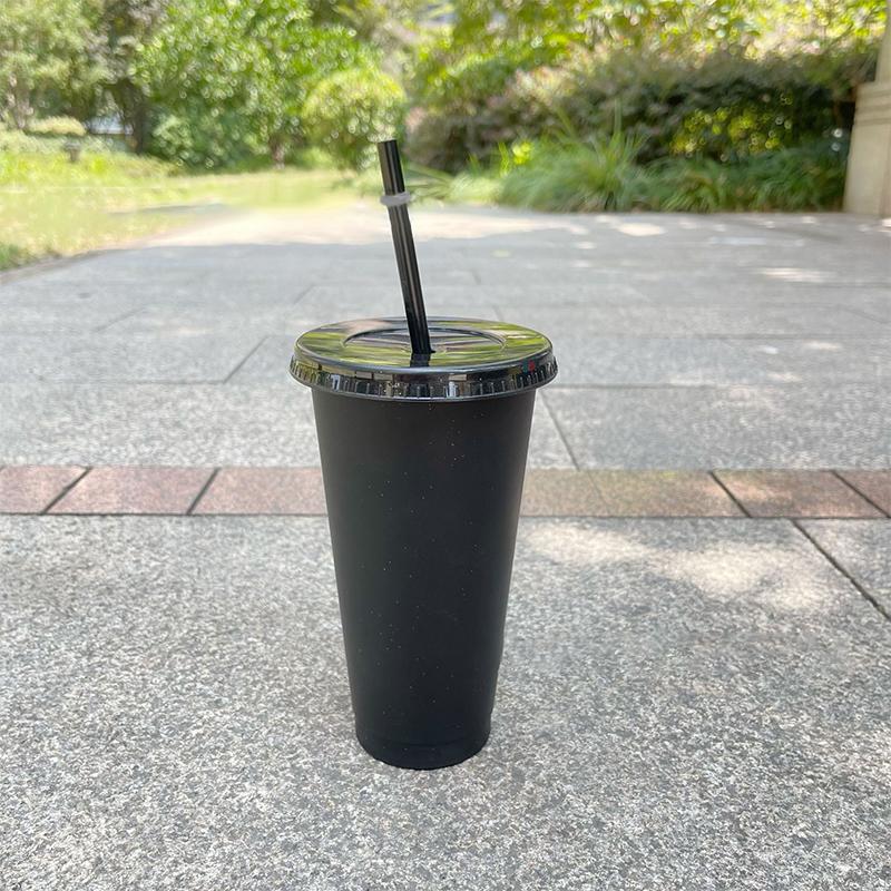 Чашка с трубочкой, кружки с крышкой, пластиковый стакан, матовая бутылка для кофе, чашка из ПП-пластика с трубочкой