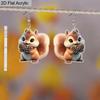 2D Flat Christmas Squirrel Earrings Acrylic Squirrel Dangle Jewelry For Women Festival Charms