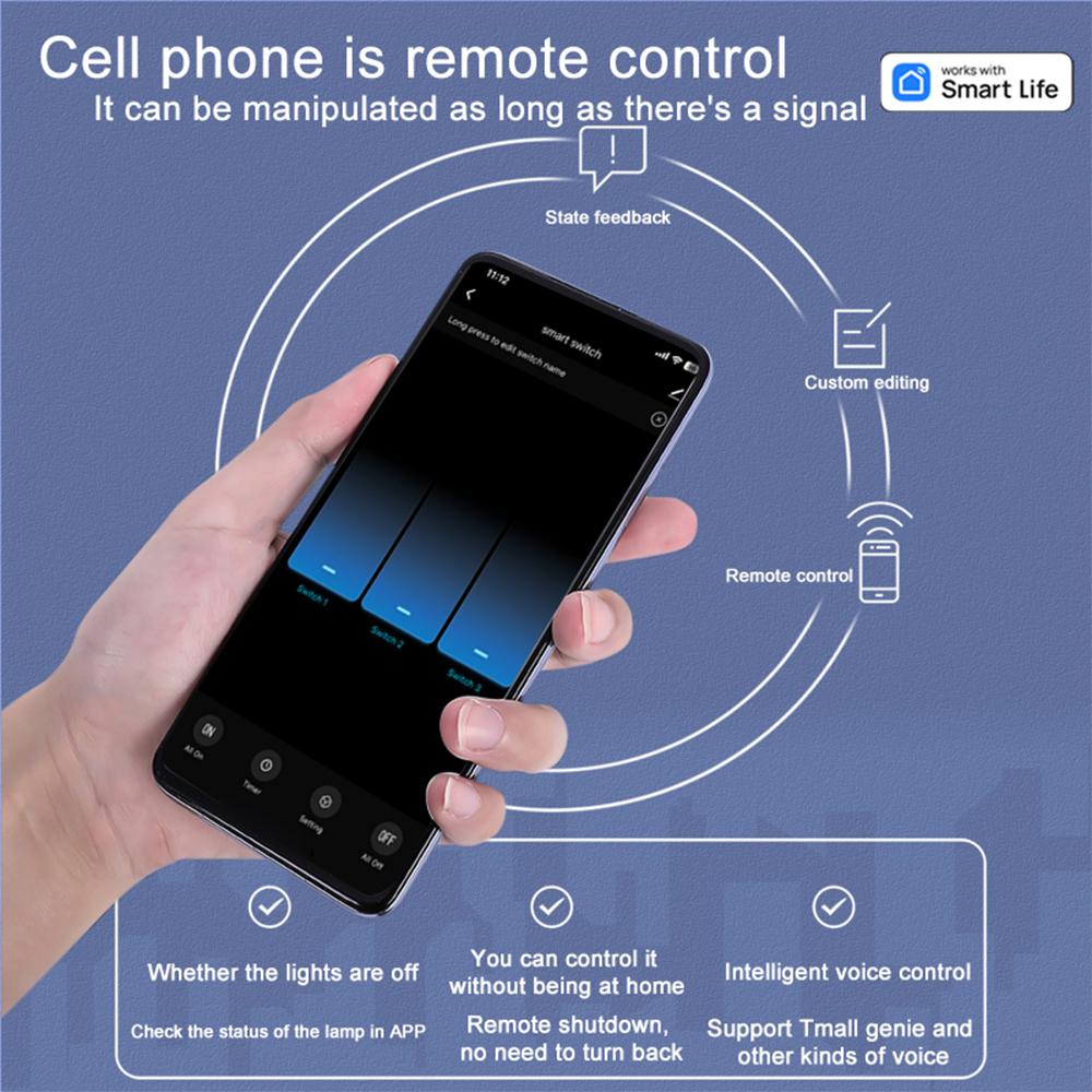 Сенсорная панель Wi-Fi, переключатель для дома, умная панель переключателя, светодиодный индикатор, панель из закаленного стекла