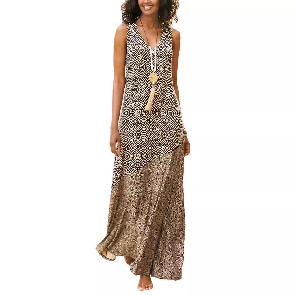 Bohemian Sleeveless Patchwork Women's Vacation Dress