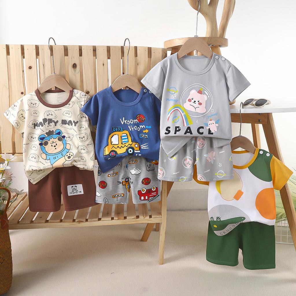 Children's Casual Short-sleeved Summer Cotton T-shirt Set for Boys and Girls
