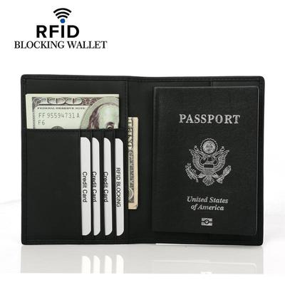 RFID Держатель для паспорта из натуральной кожи - Защитный чехол из верхнего слоя коровьей кожи для мужчин и женщин
