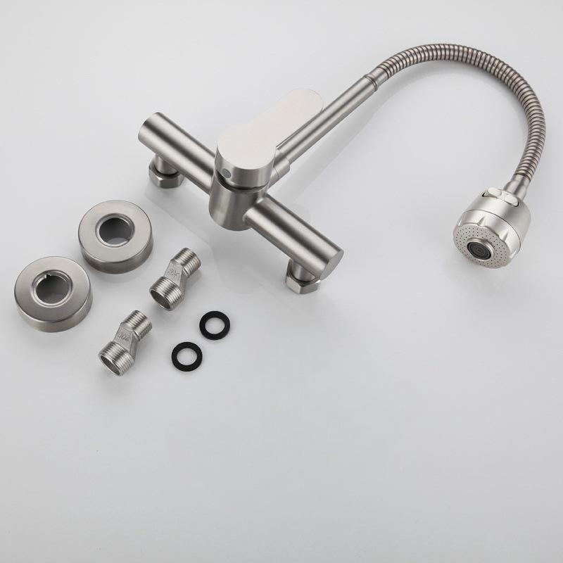 304 Stainless Steel Wall-Mounted Faucet for Hot/Cold Water - Ideal for Laundry, Balcony, and Vegetable Washing Sinks