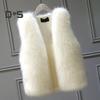 Women Winter Faux Fur Vest Cozy Fluffy Soft Thick Solid Color Sleeveless Open Stitch Front Cardigan Slim Fit Cold Resistant Plus Size Lady Waistcoat
