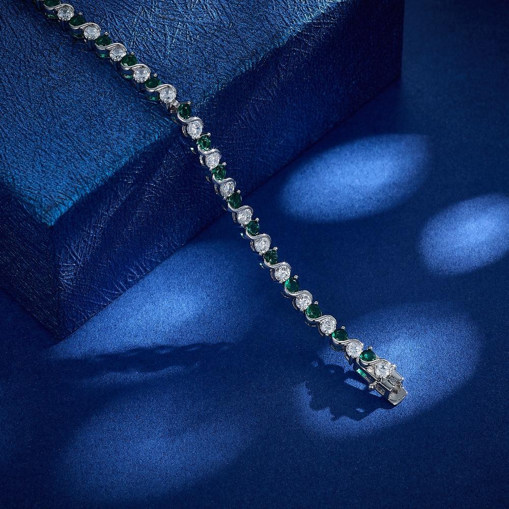 Зеленый белый браслет круглой формы с кубическим цирконием 4 мм для женщин, теннисные свадебные браслеты