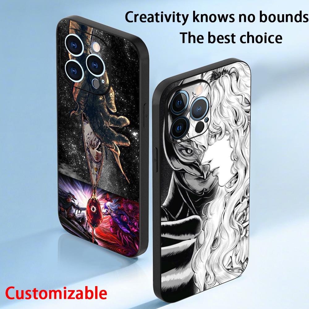 Крутой японский аниме-мужчина Узор Гриффита Чехол для телефона Для iPhone 17 16 16e 15 14 13 12 Plus Mini Pro Max Мягкий черный Ударопрочный Чехол