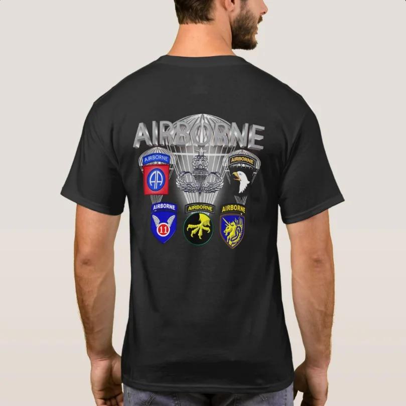 US Army All Five Airborne Divisions Paratrooper TShirt 100 Cotton ONeck Summer Short Sleeve Casual Mens Tshirt Size S3XL