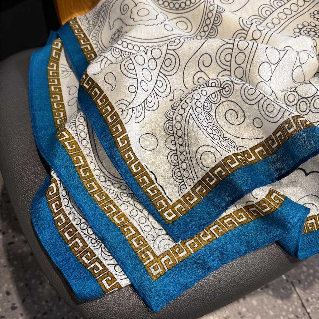 88*182cm Cotton Linen Feeling Women Large Long Scarf Shawl Sunscreen Shawls Wraps Lightweight Pattern, Scarves and Wraps for All Seasons