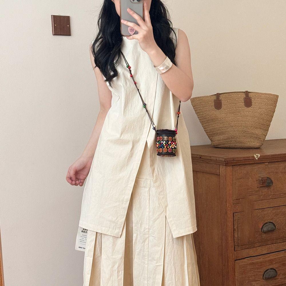 Portable Cloth Ethnic Style Crossbody Bag Retro Coconut Shell Handmade Weave Bag Vintage Handbag Bohemian Shoulder Bag Women