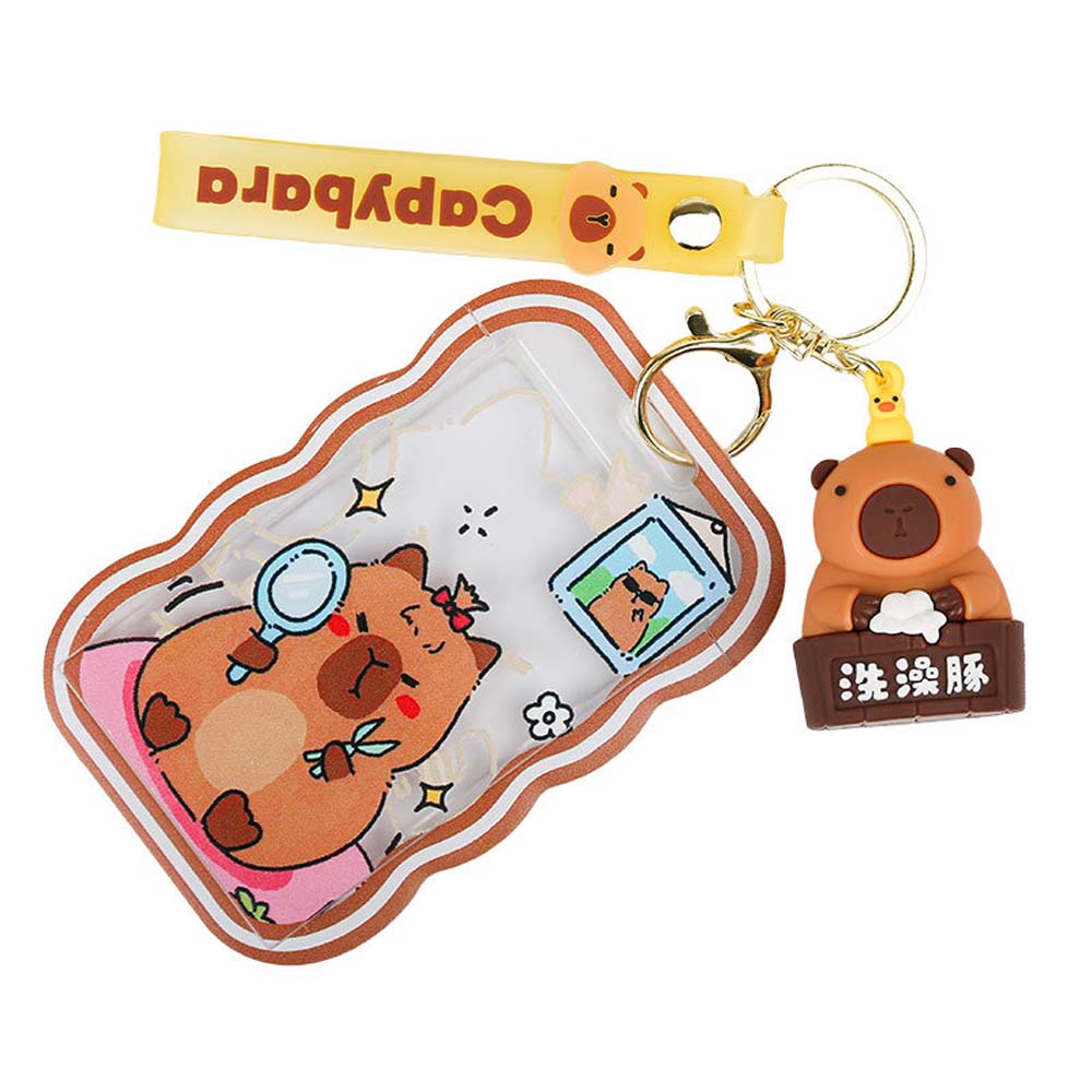 With Key Ring Capybara Card Holder Keychain PVC Transparent ID Card Holders  Boys Girls Gift
