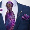 Paisley Tie for Men Necktie Silk Hanky Cufflink Set with Tie Ring Chain Brooch for Wedding Party