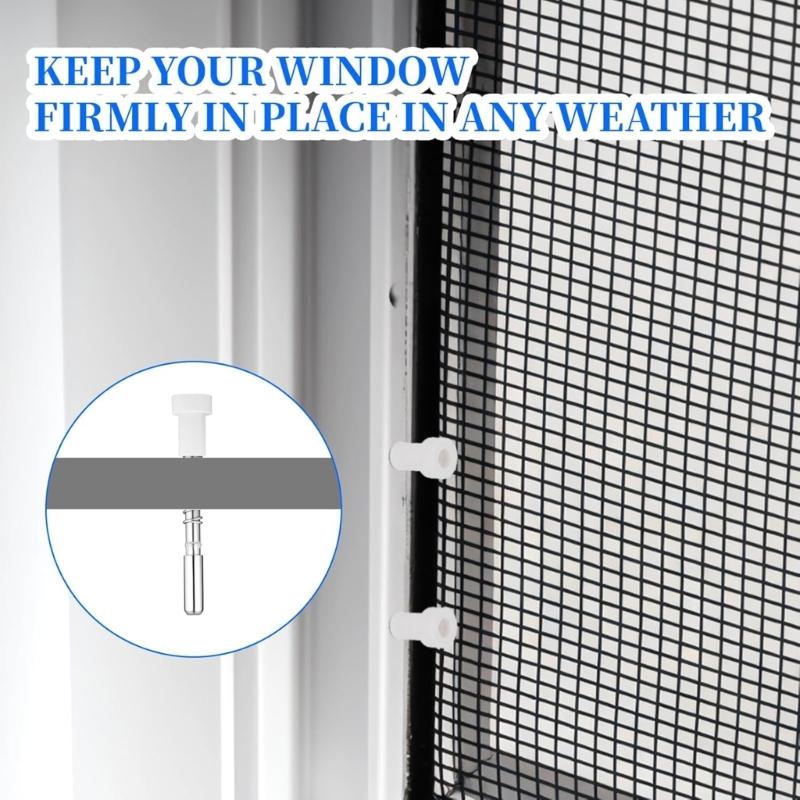 12pcs Steel Window Screen Retainer Pin with White ABS Caps Spring Loaded Security Fasteners Quick Fixing for Screens