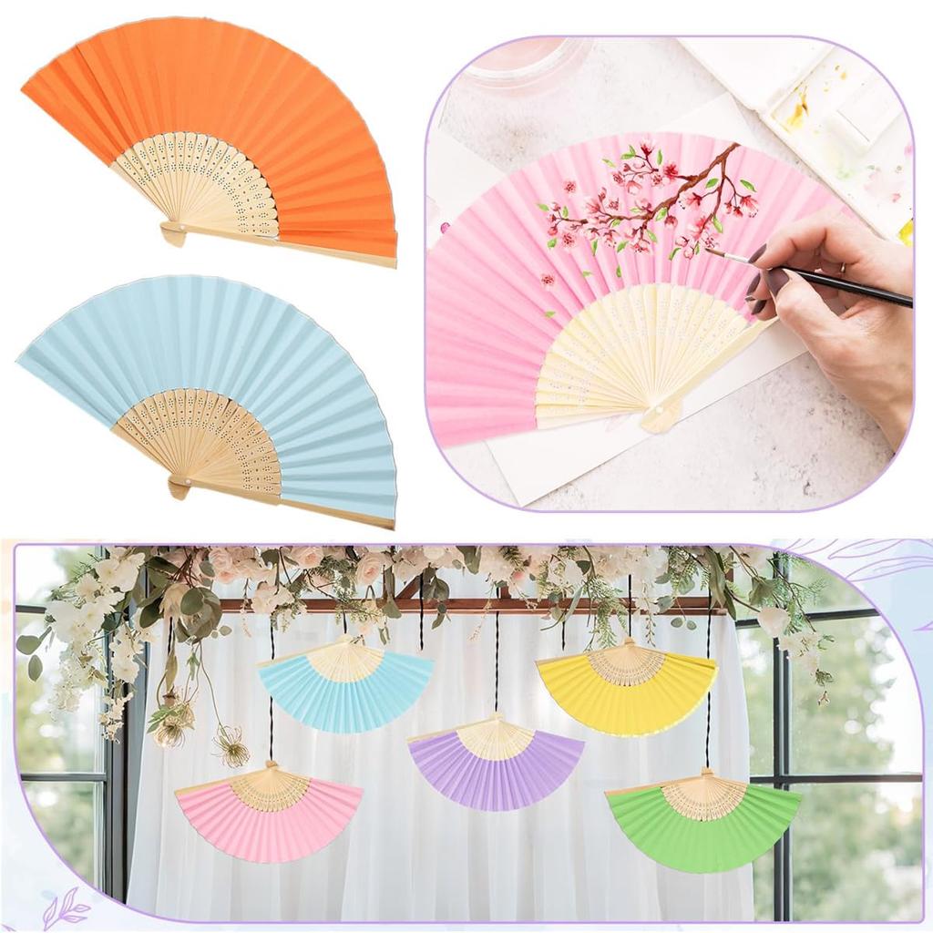 Складной Однотонный Бамбуковый Набор Идеально Подходит для DIY Ручной Бумажный Летний Японская Одежда Жара Складной Ручной Настенный Подвесной и Фото Реквизит [Morices] Веера,