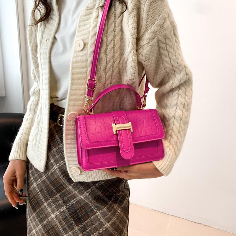 Chic Casual French Style Small Shoulder Bag In Black White Magenta Blue Yellow