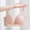 Women's Medium-Thick Lace Bra, Small Chest Enhancement, Wireless, Gathered Support, Side Adjustment.
